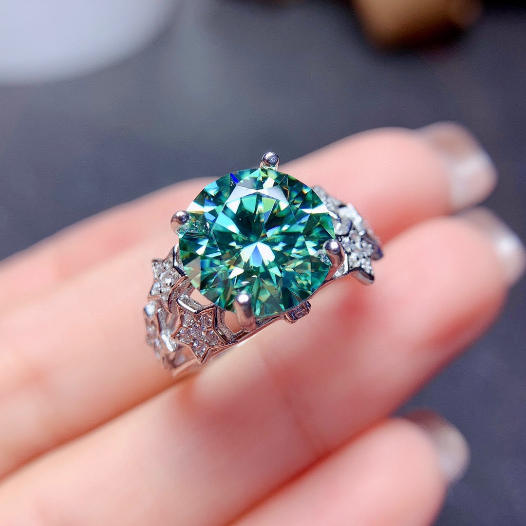 Luxury-5-Carats-Silver-Color-Created-Green-Blue-Imitated-Moissanite-Gemstone-Adjustable-Rings-For-Women-Jewelry