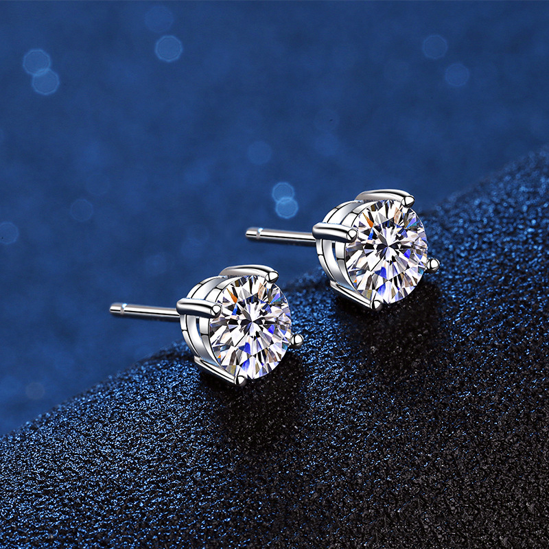 Real-Moissanite-Stud-Earrings-14K-White-Gold-Plated-Sterling-Silver-4-Prong-Diamond-Earring-for-Women-1