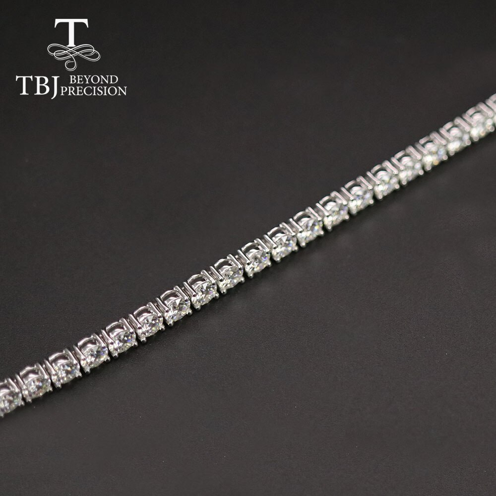 TBJ-new-Classic-Moissanite-Bracelet-18k-750-white-gold-round-4-5mm-G-color-fine-jewelry-5