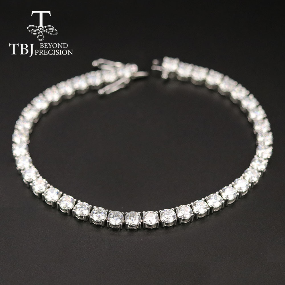 TBJ-new-Classic-Moissanite-Bracelet-18k-750-white-gold-round-4-5mm-G-color-fine-jewelry